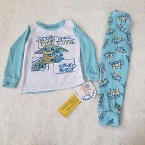 Star Wars Kid Yoda Grogu Pajama Set 3T NWT Unisex Graphic Mandalorian Multicolor